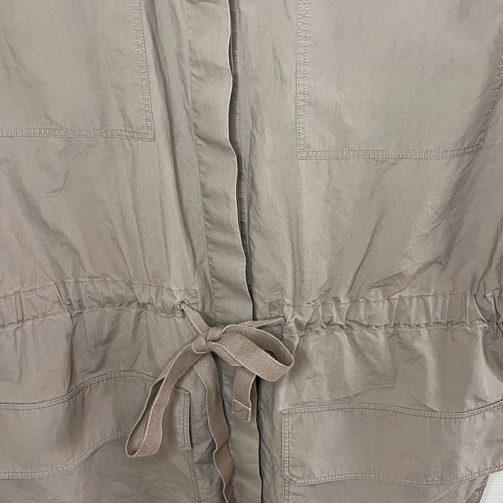Theory Utility Cotton Mini Dress Medium Short Sleeve khaki color - Picture 5 of 8